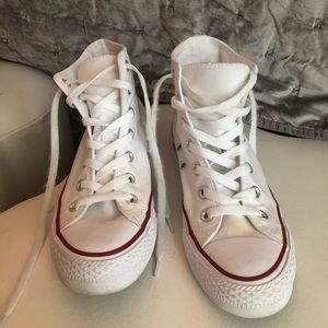 Converse white chuck taylor high tops size 7!